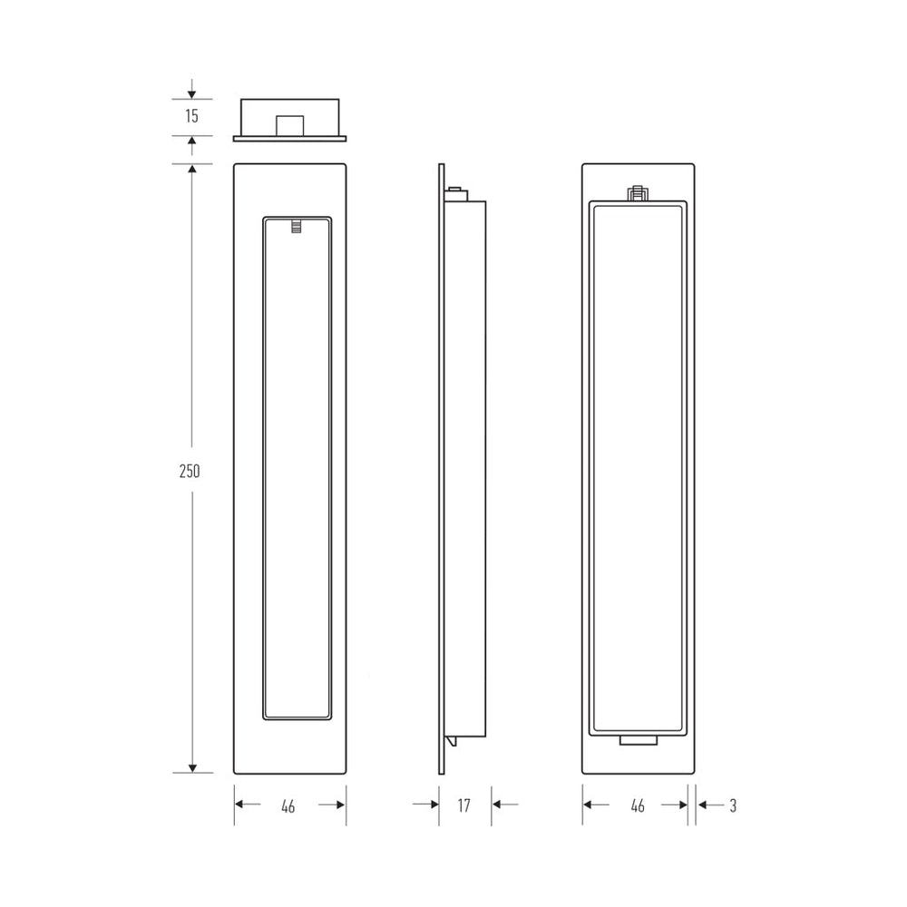 a drawing of a Halliday Baillie HB 677 Bi-Fold Flush Pull and a Halliday Baillie HB 677 Bi-Fold Flush Pull.