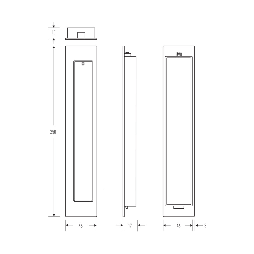 a drawing of a Halliday Baillie HB 677 Bi-Fold Flush Pull and a Halliday Baillie HB 677 Bi-Fold Flush Pull.