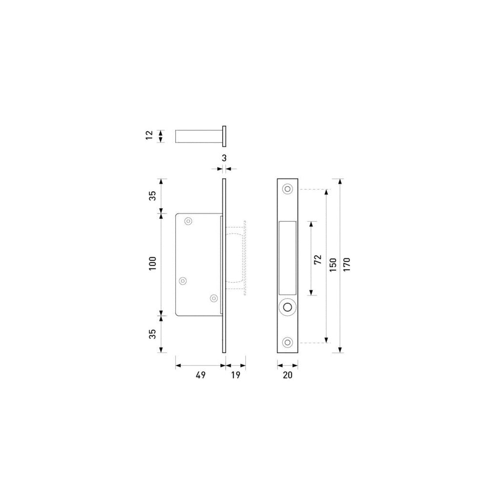 HB680 Edge Pull for Pocket Doors 