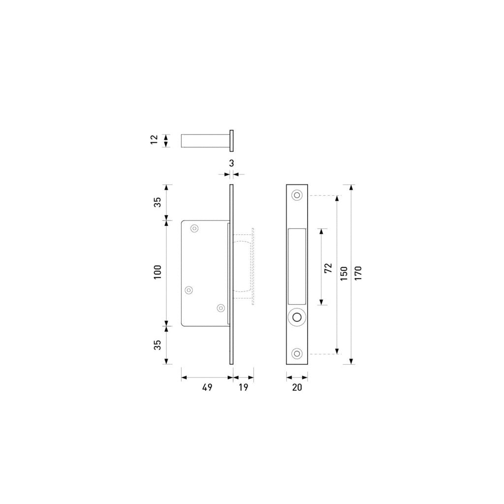 HB680 Edge Pull for Pocket Doors 