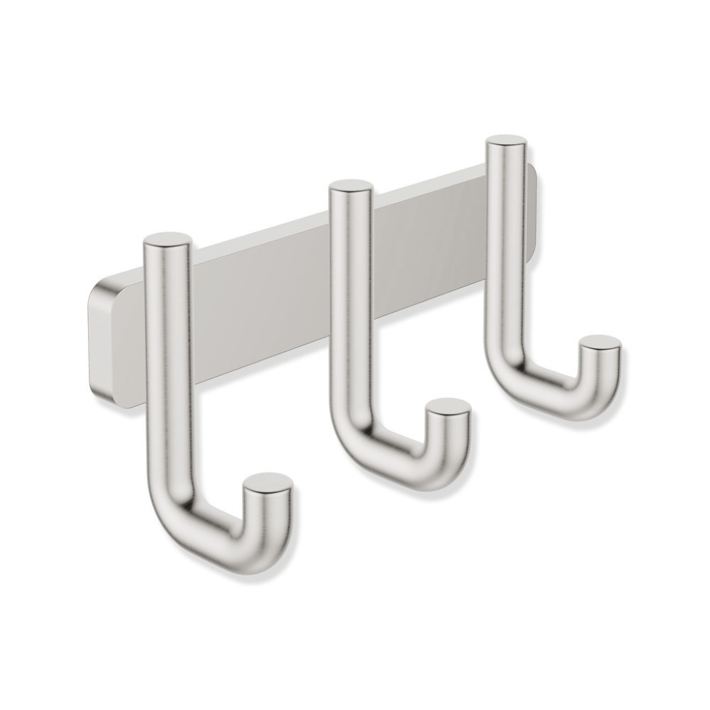 Gunmetal Hewi 480 double hook, two rounded J-hooks on a plate.