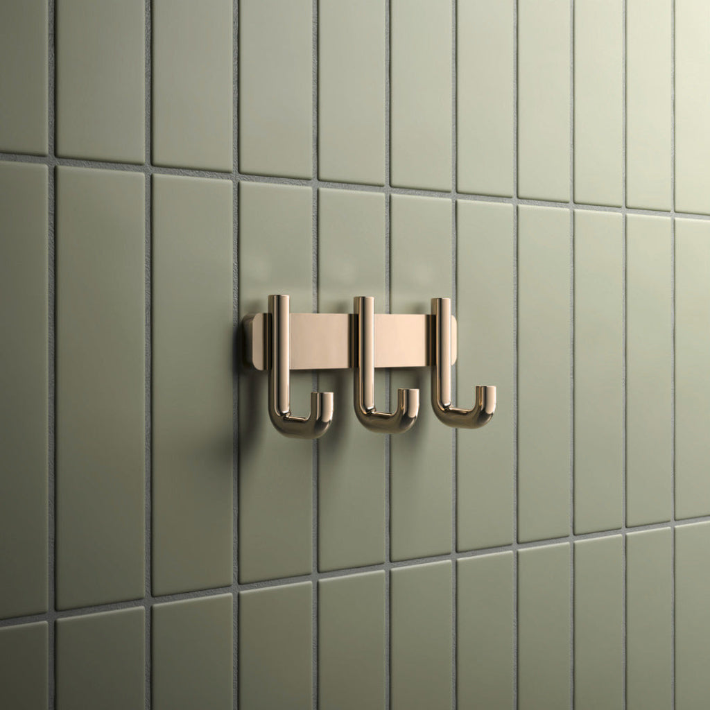 Bronze Hewi 480 double hook on green tile.