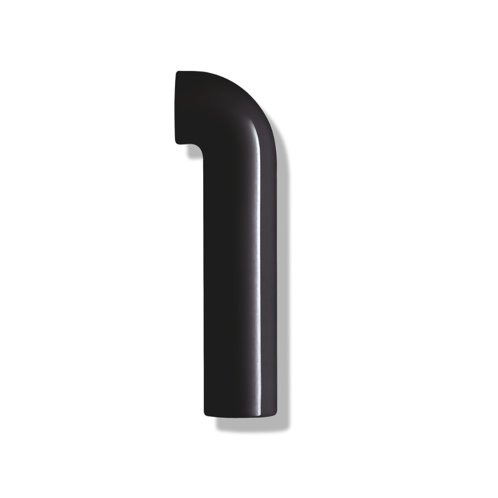 Matte black Hewi house numeral 1, a rounded sans-serif number for wall mounting.