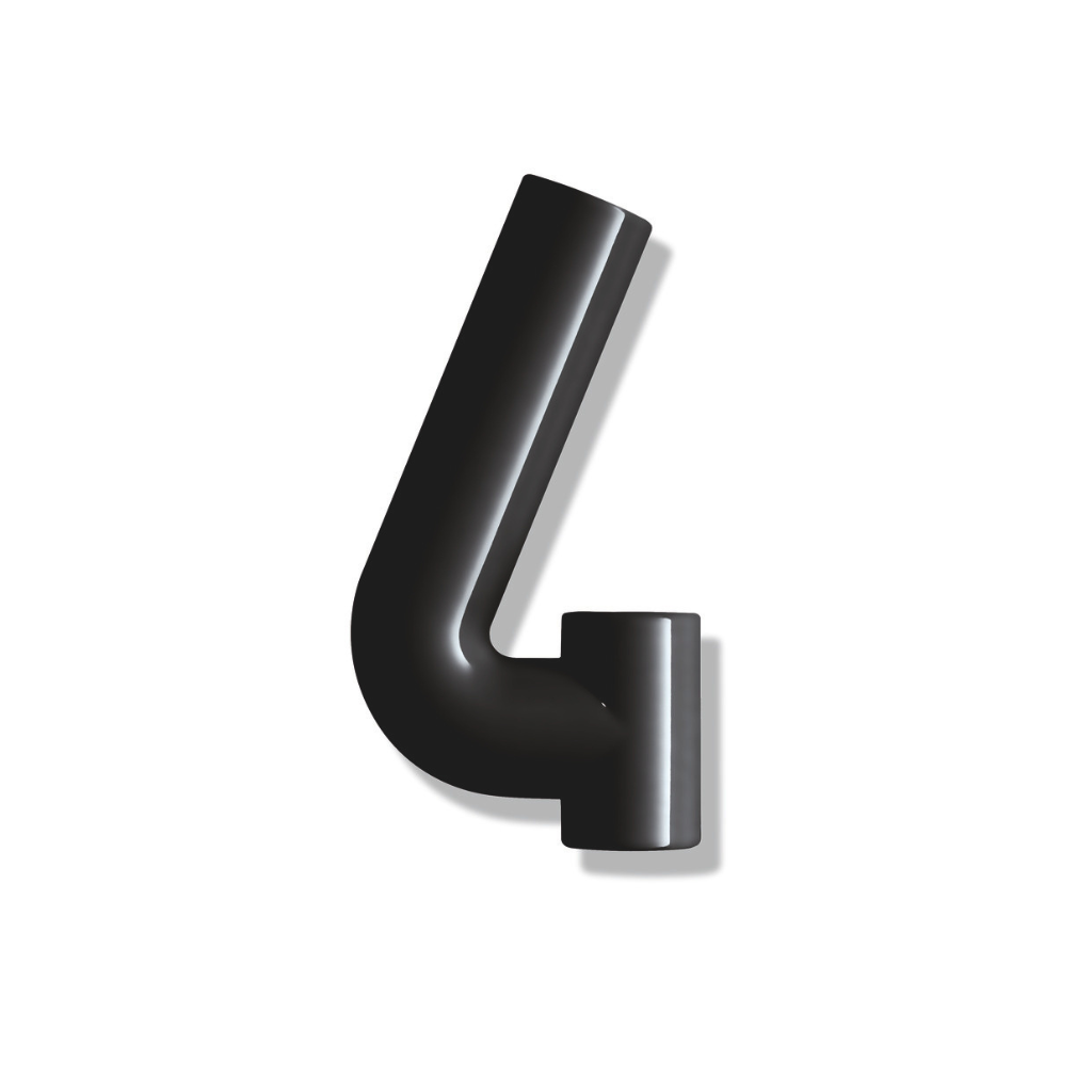 Matte black Hewi house numeral 4, a rounded sans-serif number for wall mounting.
