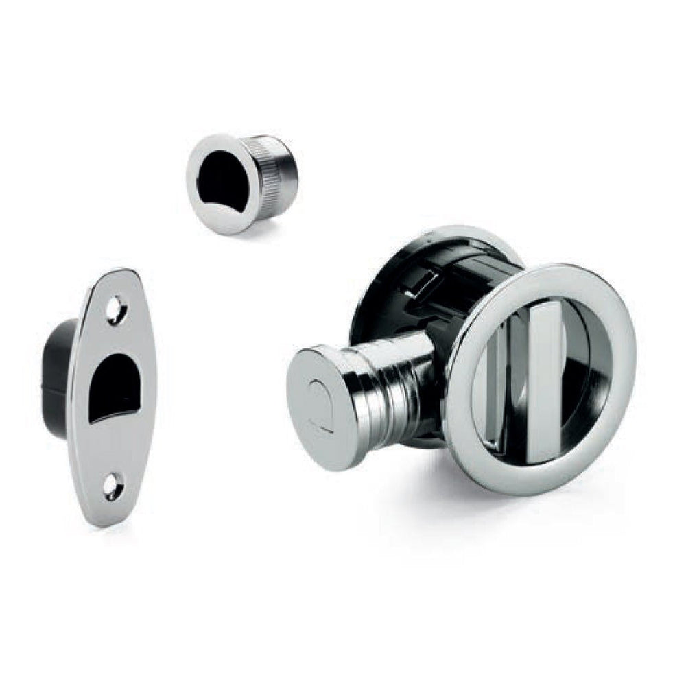 Chrome flush pull with lock