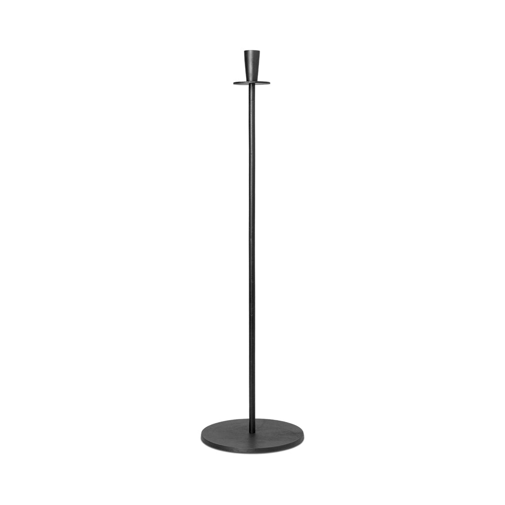 Tall Hoy Casted Candle Holder, raw black casted aluminum.