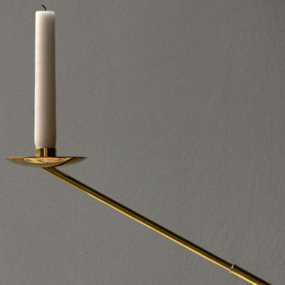 Detail of the candle holder area of the Interconnect Candle Holder in Brass.
