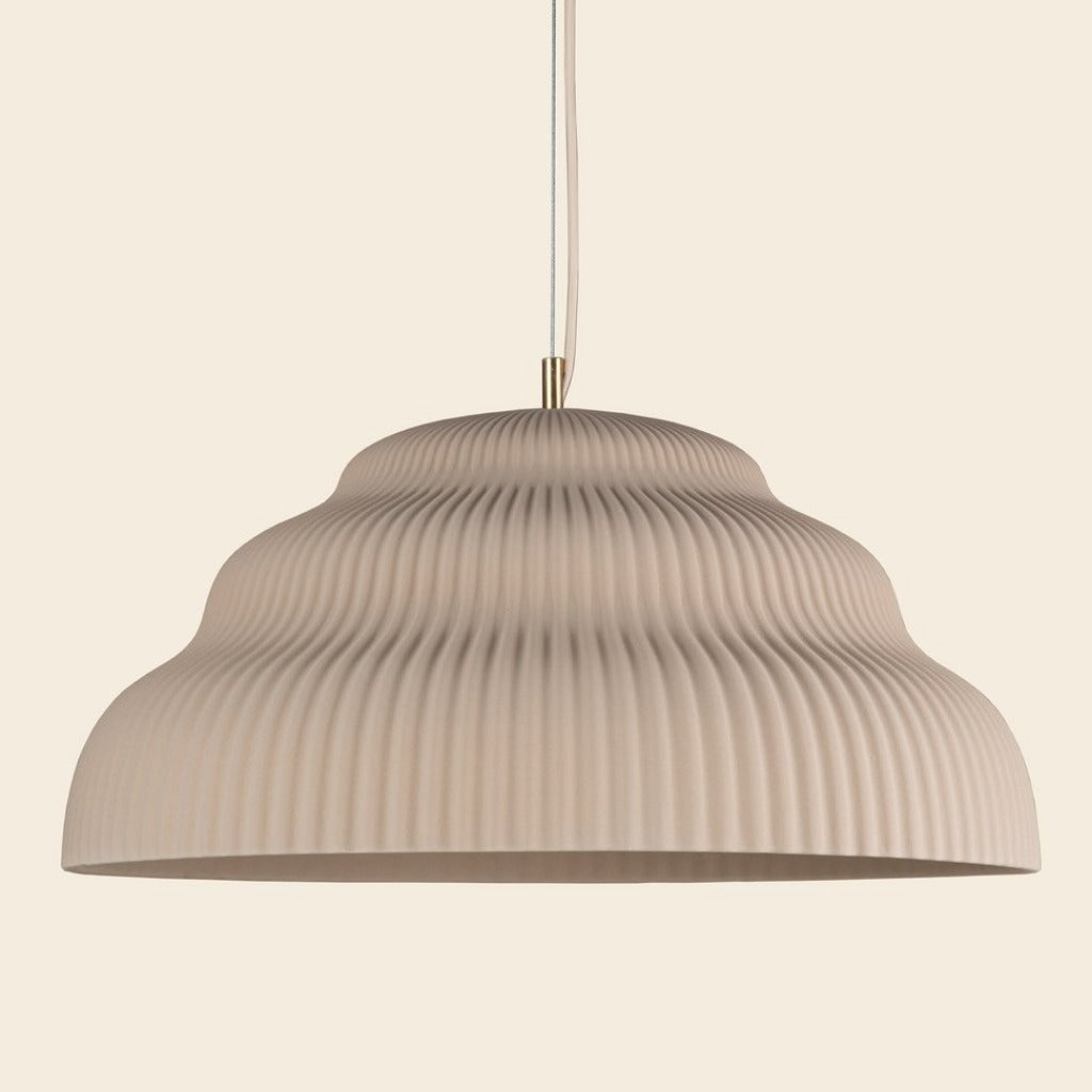 Ceramic pendant light, hand cast in Germany.