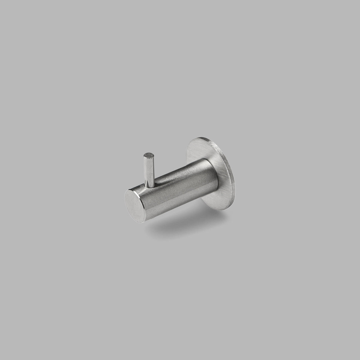 Satin stainless steel d line Knud coat hook with a pin.