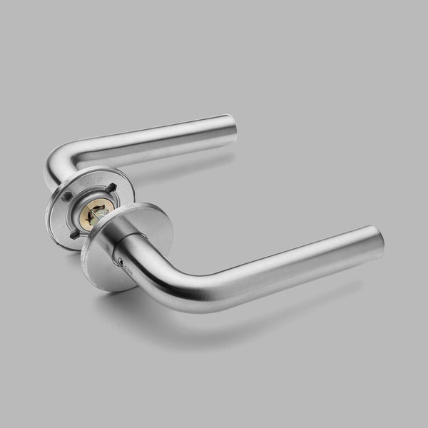 Knud L Door Lever — Satin Stainless Steel / 14L