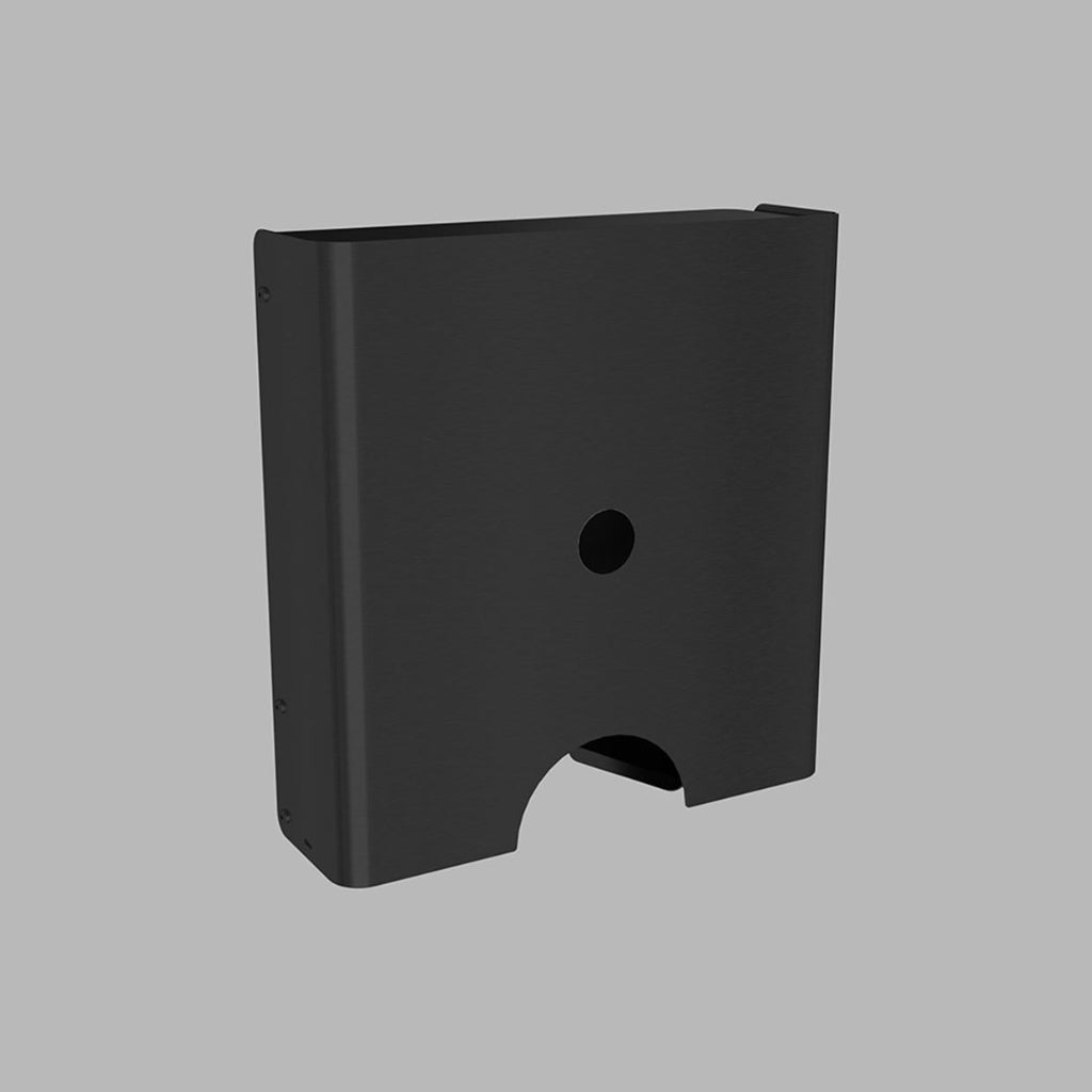 PVD black d line Knud paper towel dispenser, a wall-mounted box with an open base.