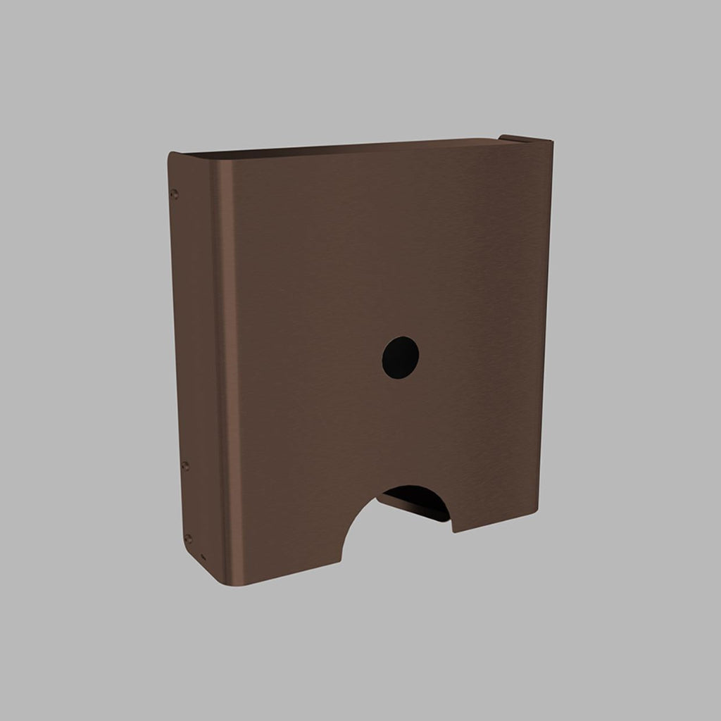 PVD bronze d line Knud paper towel dispenser, a wall-mounted box with an open base.