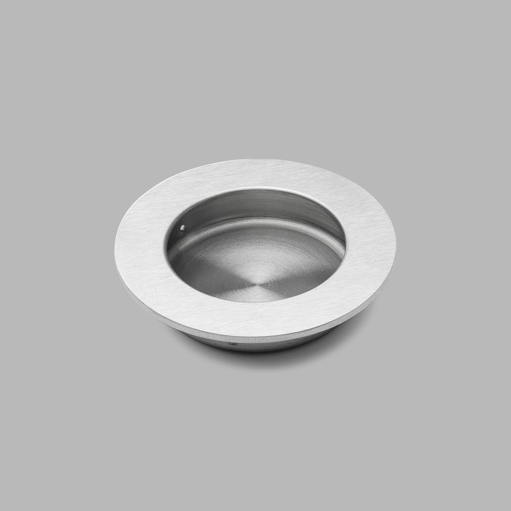 Knud round flush pull in satin stainless steel