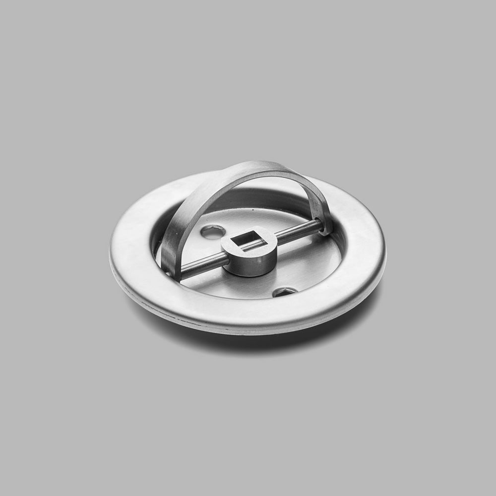 A d line Knud Round Flush Pull Spindle on a gray background.