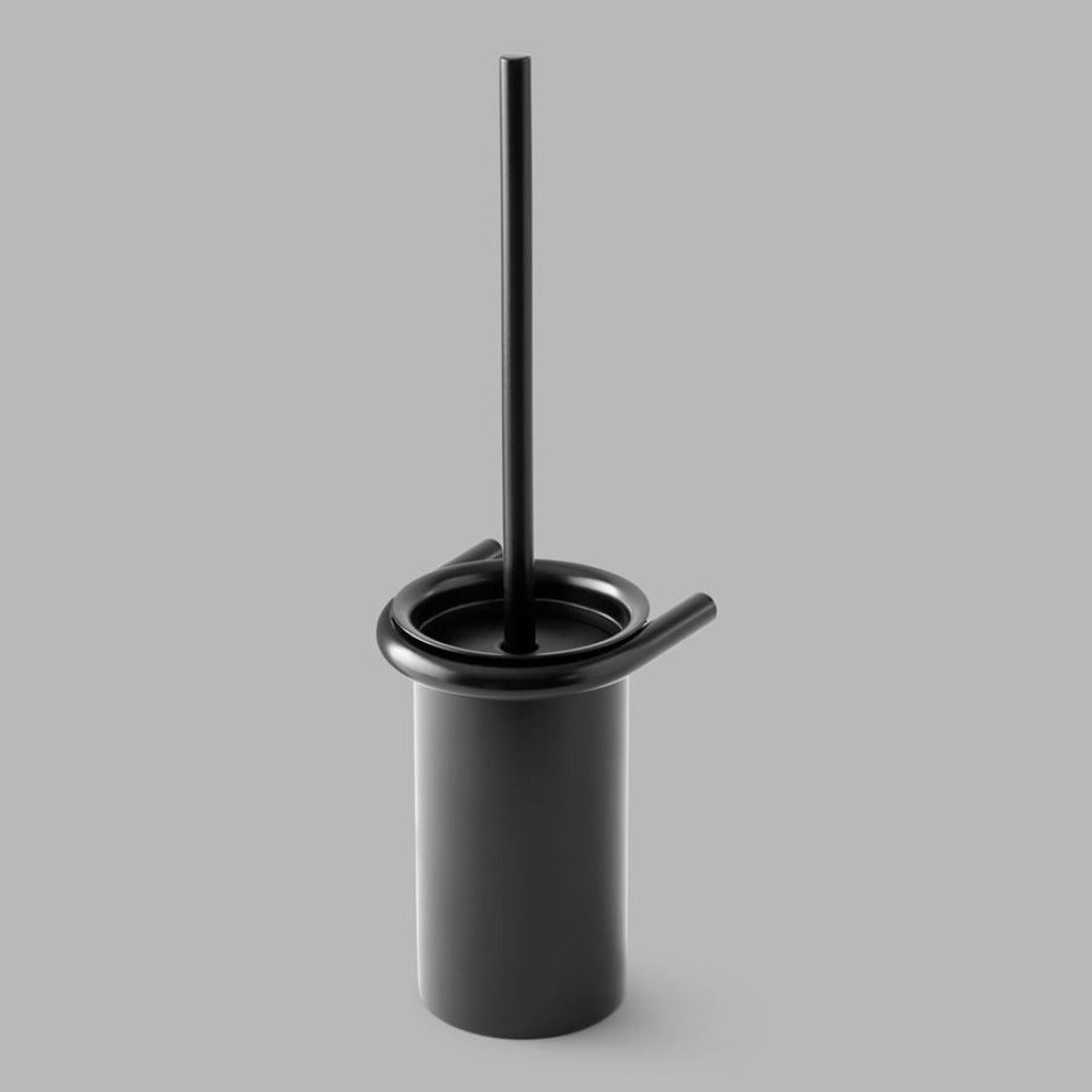 PVD black d line Knud toilet brush holder, a slim cylinder.