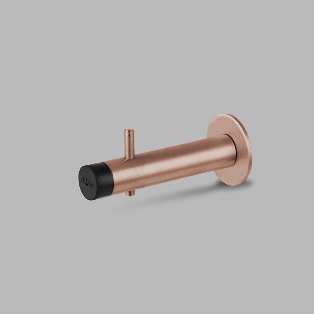 d line Knud wall door stop with coat pin hook in PVD Copper