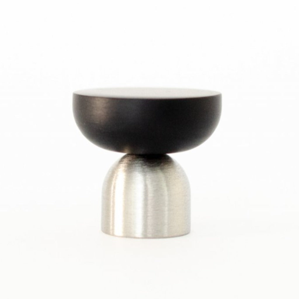 A black and silver Kokeshi Mix Knob / Hook by Baccman Berglund on a white background.