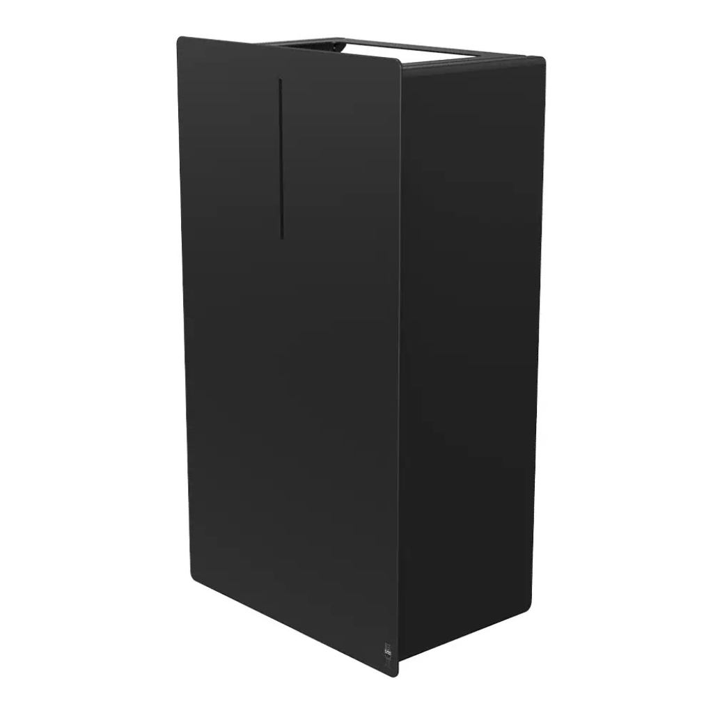 Matte black Dan Dryer LOKI 30L waste bin, a tall angular bin.