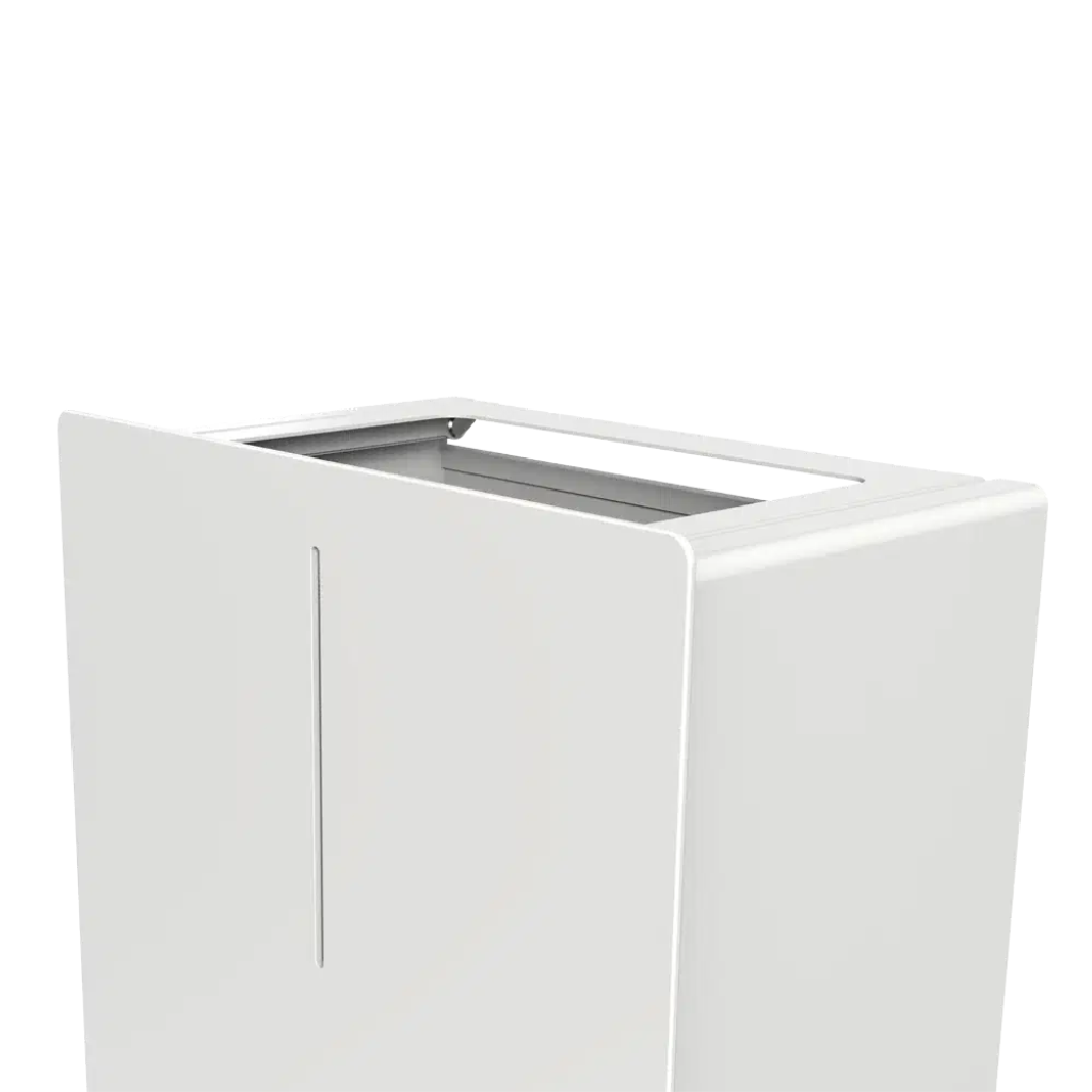 White Dan Dryer LOKI 30L waste bin, seen open at an angle.