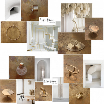 A collage of photos with different types of Mi & Gei Libre Forme No. 6 Hooks.