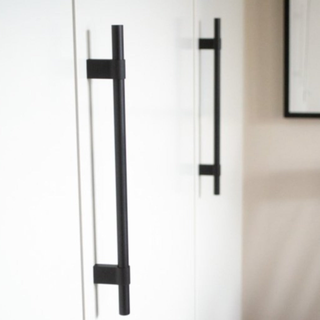 Black line big 314 cabinet pull, install on white doors of home