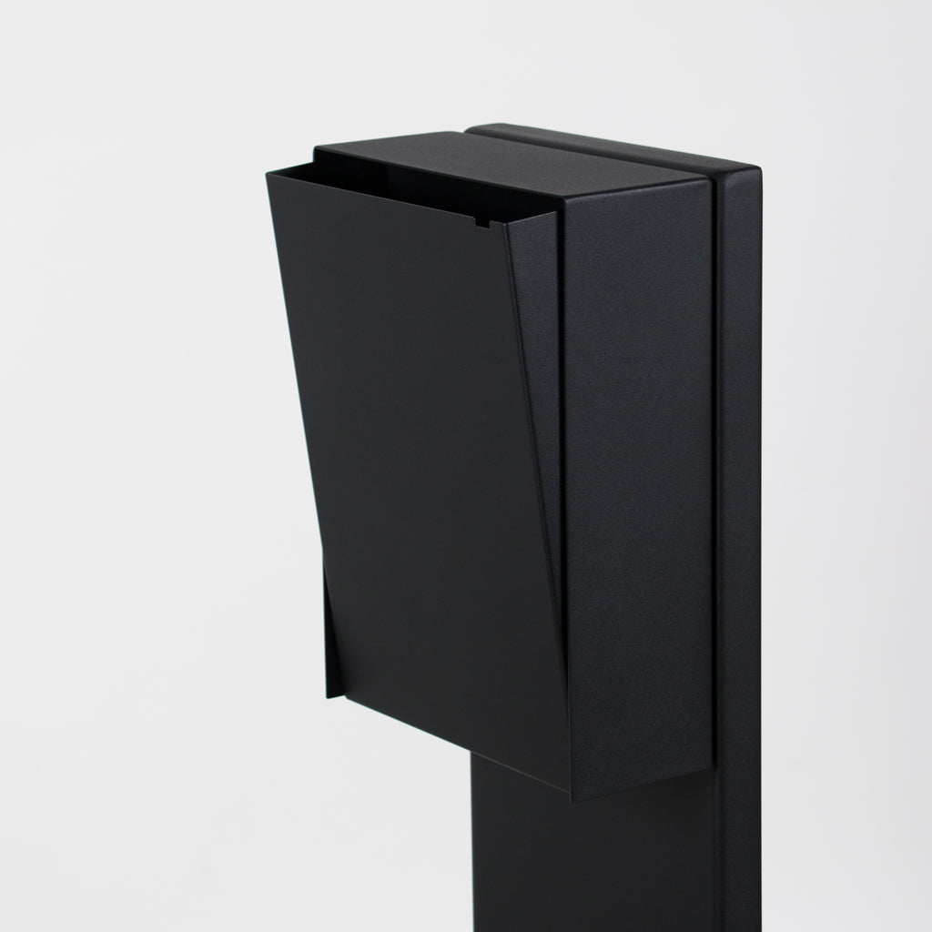 Modern black mailbox with stand