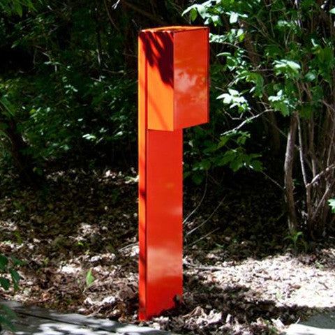 Orange modern mailbox with stand