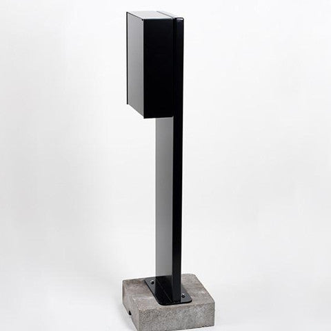 Modern and minimal black mailbox on stand
