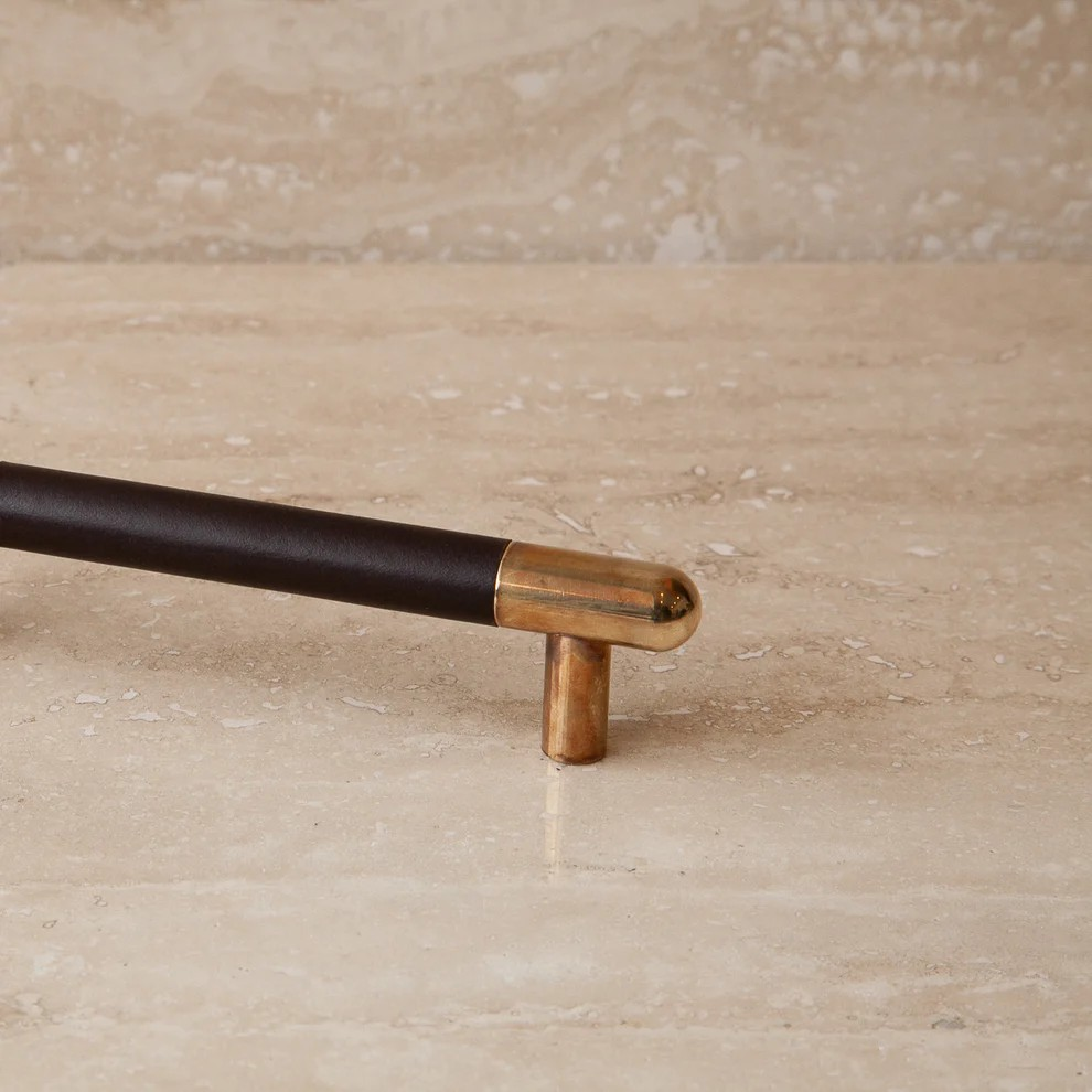 Mineral Leather Wrapped Metal Appliance Bar Pull