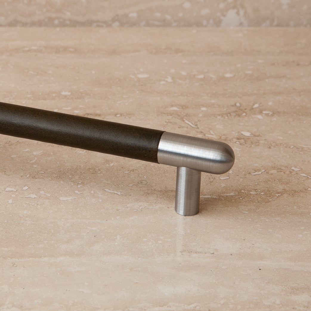 Mineral Leather Wrapped Metal Appliance Bar Pull