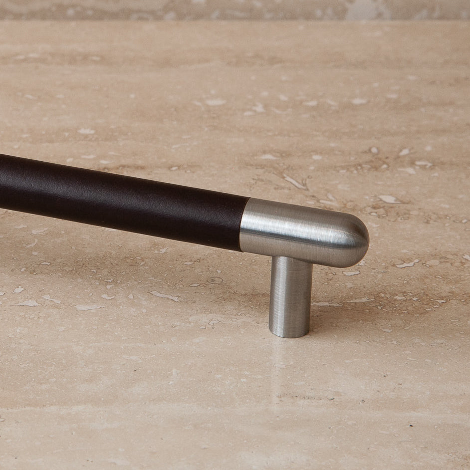 Mineral Leather Wrapped Metal Appliance Bar Pull