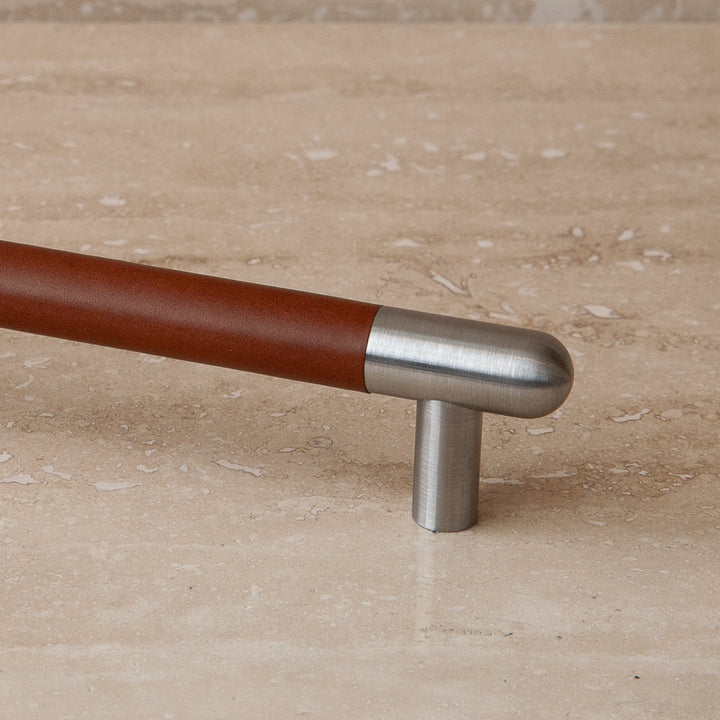 Mineral Leather Wrapped Metal Appliance Bar Pull