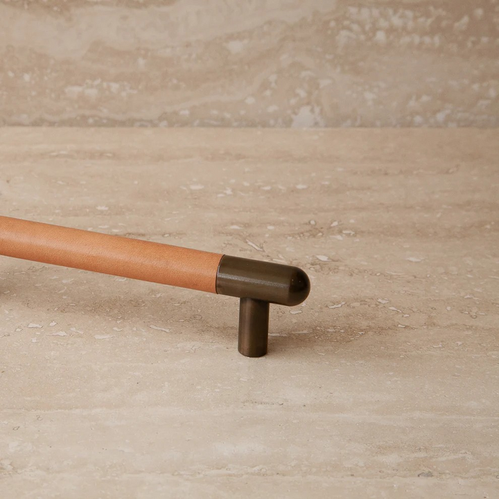 Mineral Leather Wrapped Metal Appliance Bar Pull