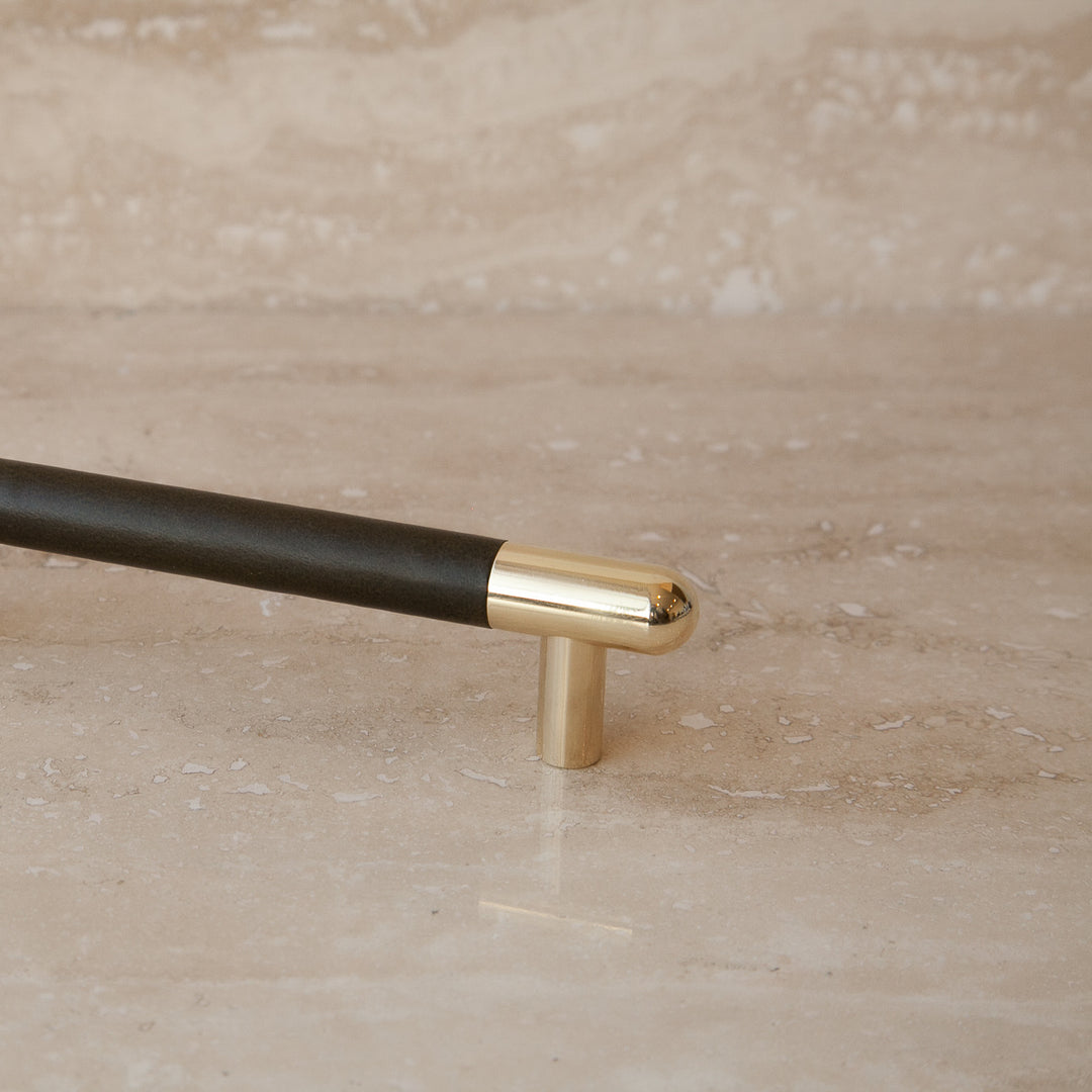 Mineral Leather Wrapped Metal Appliance Bar Pull