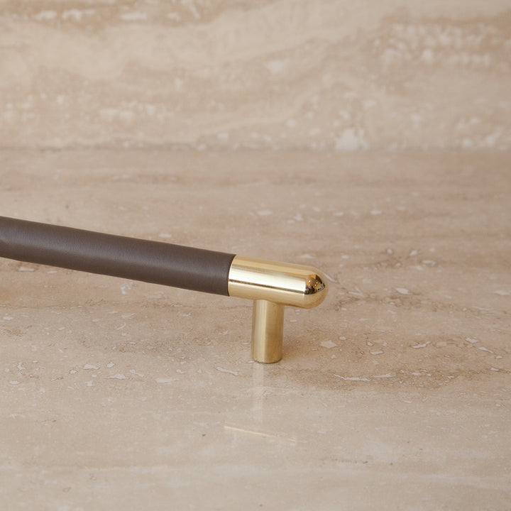 Mineral Leather Wrapped Metal Appliance Bar Pull