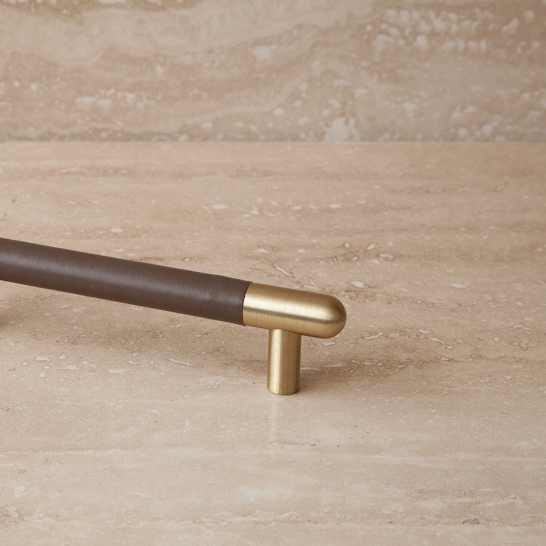 Mineral Leather Wrapped Metal Appliance Bar Pull