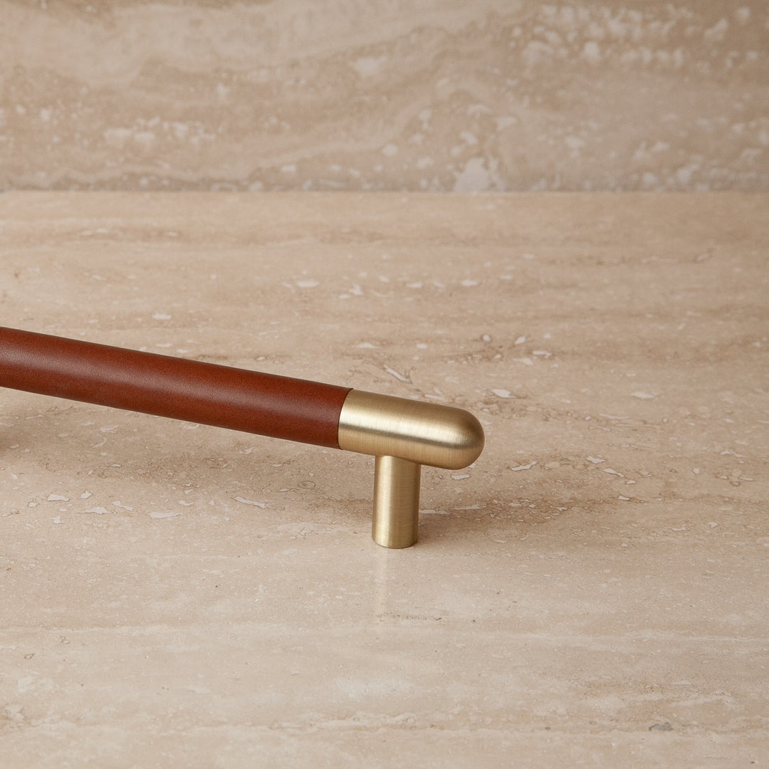 Mineral Leather Wrapped Metal Appliance Bar Pull