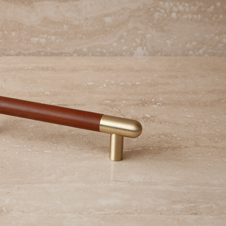 Mineral Leather Wrapped Metal Appliance Bar Pull