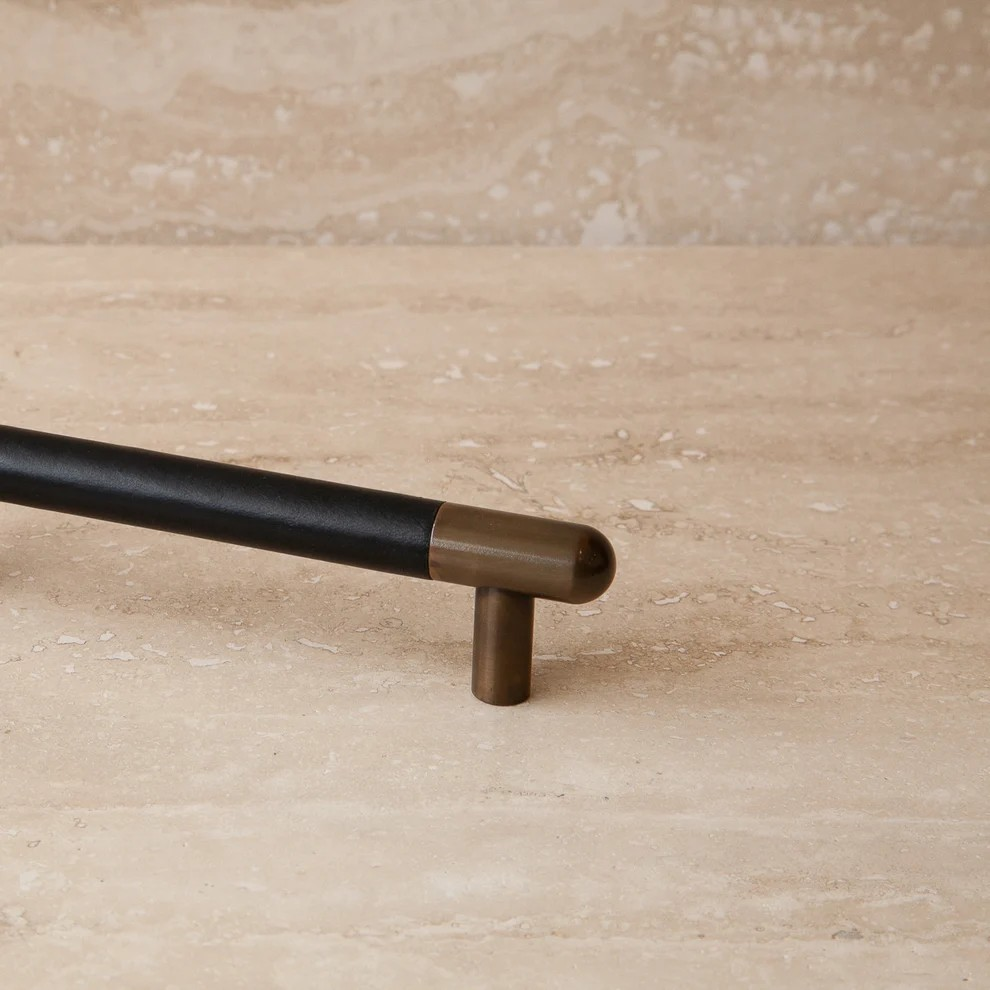 Mineral Leather Wrapped Metal Appliance Bar Pull