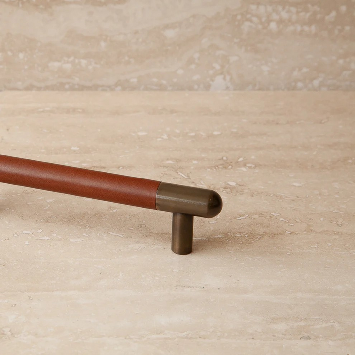 Mineral Leather Wrapped Metal Appliance Bar Pull
