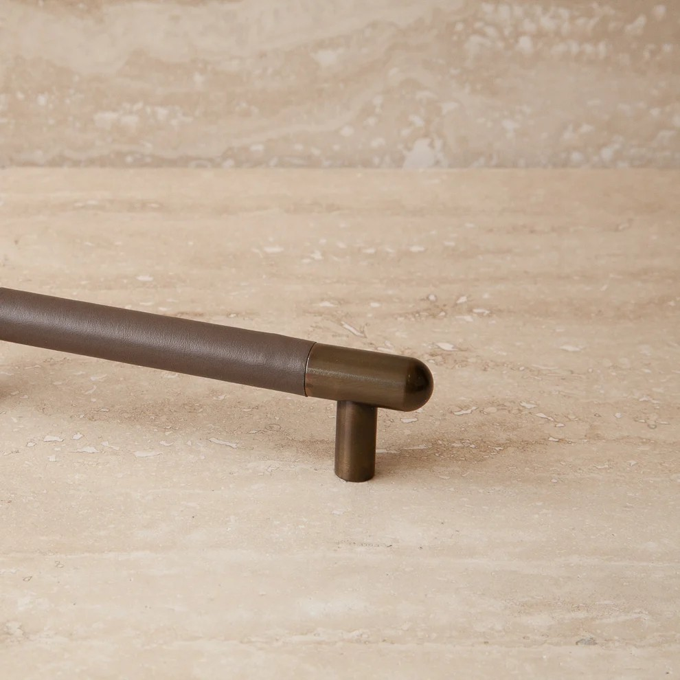 Mineral Leather Wrapped Metal Appliance Bar Pull