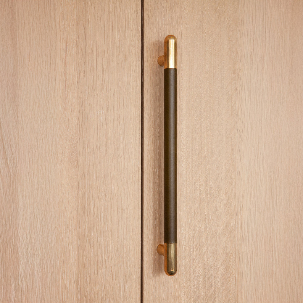 Mineral Leather Wrapped Metal Appliance Bar Pull