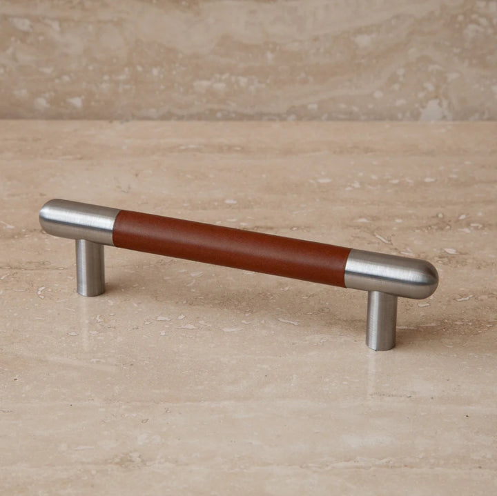 Mineral Leather Wrapped Metal Bar Pull