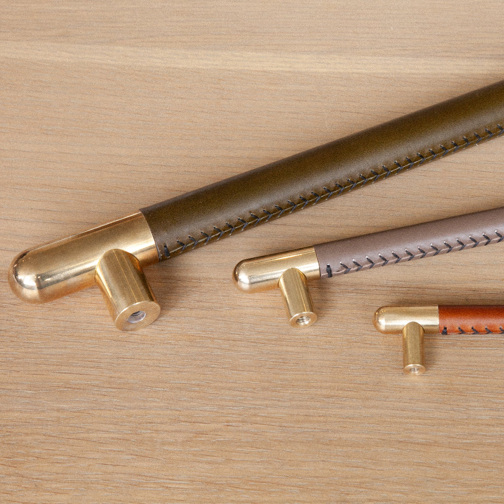 Mineral Leather Wrapped Metal Bar Pull