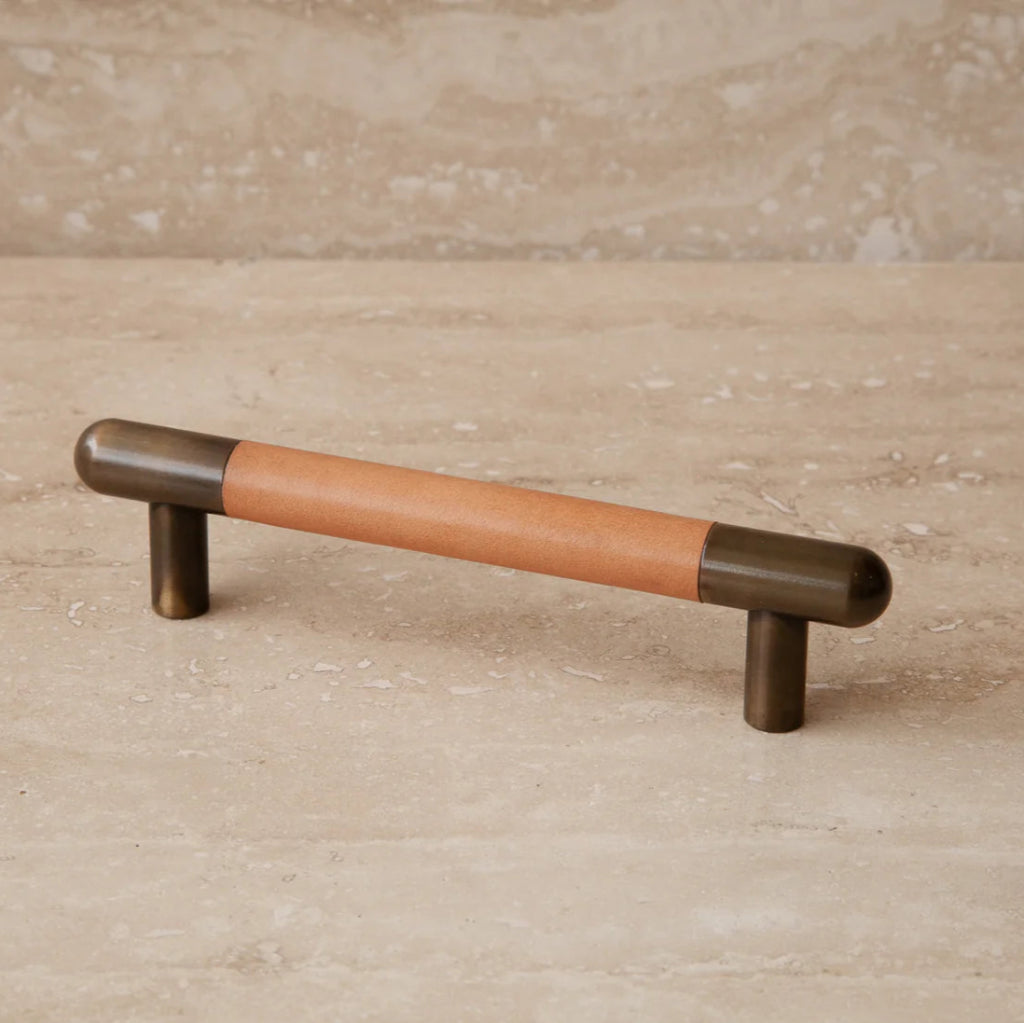 Mineral Leather Wrapped Metal Bar Pull