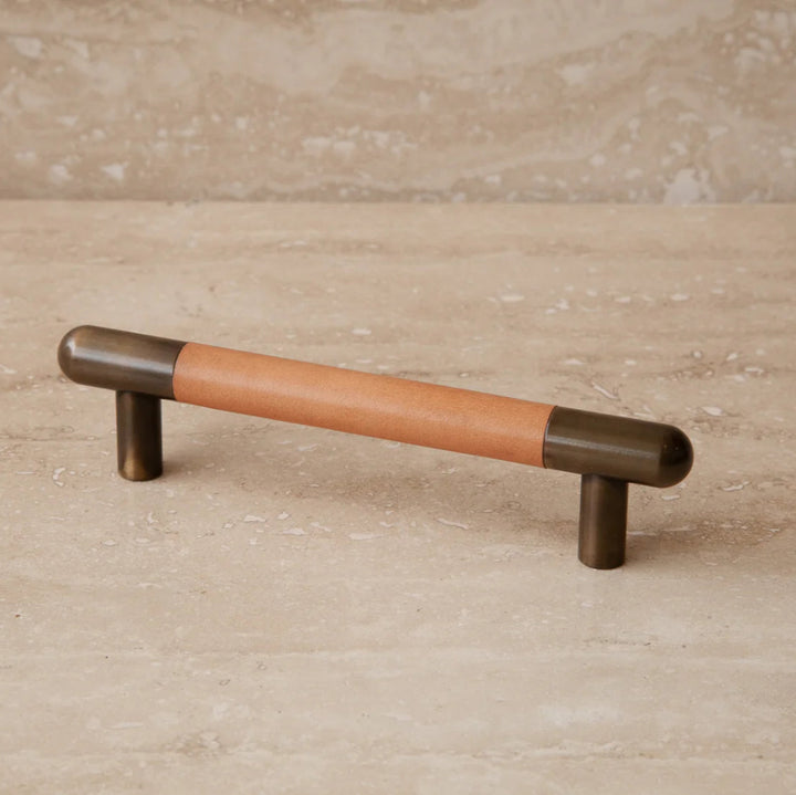 Mineral Leather Wrapped Metal Bar Pull