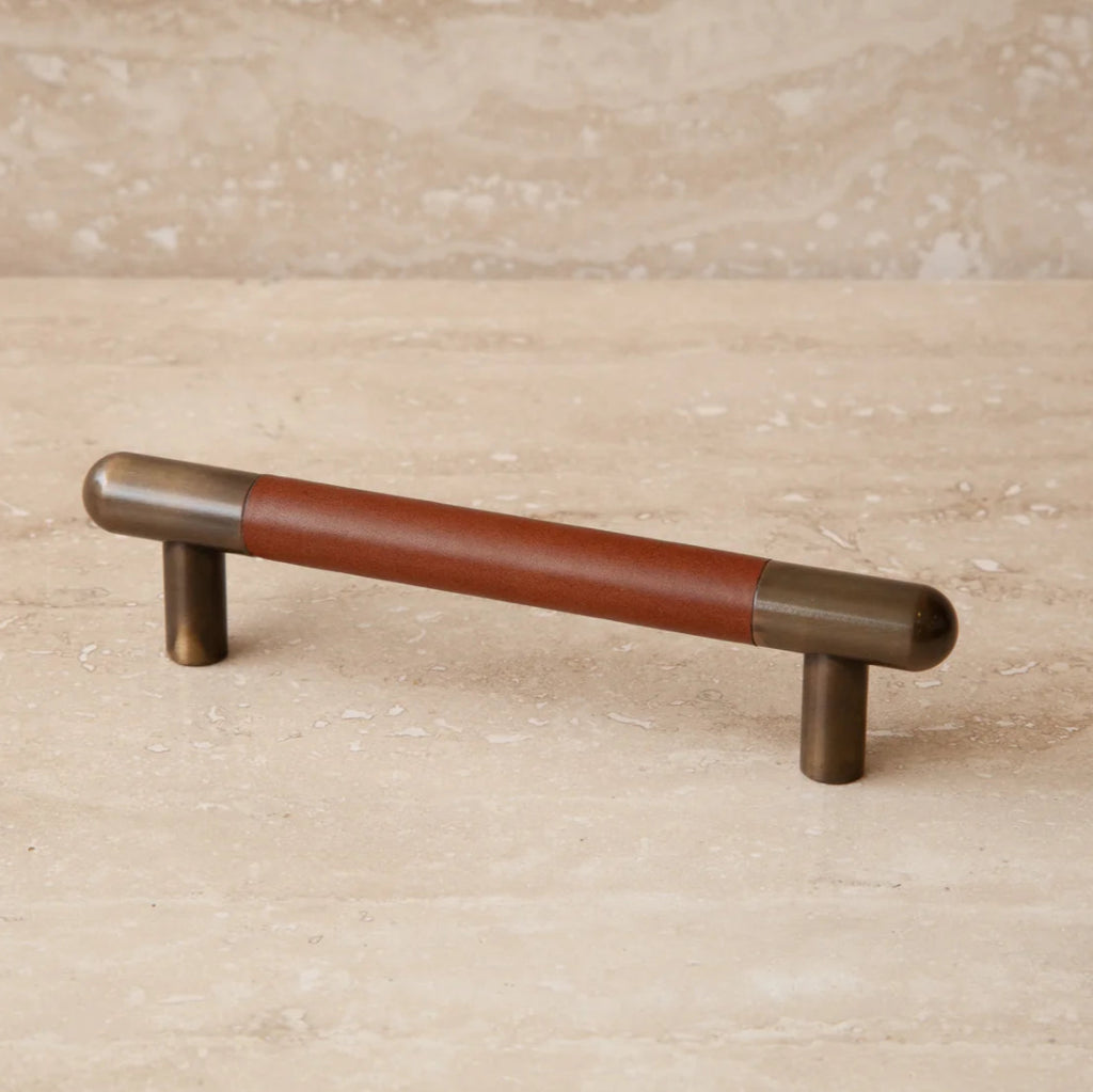 Mineral Leather Wrapped Metal Bar Pull