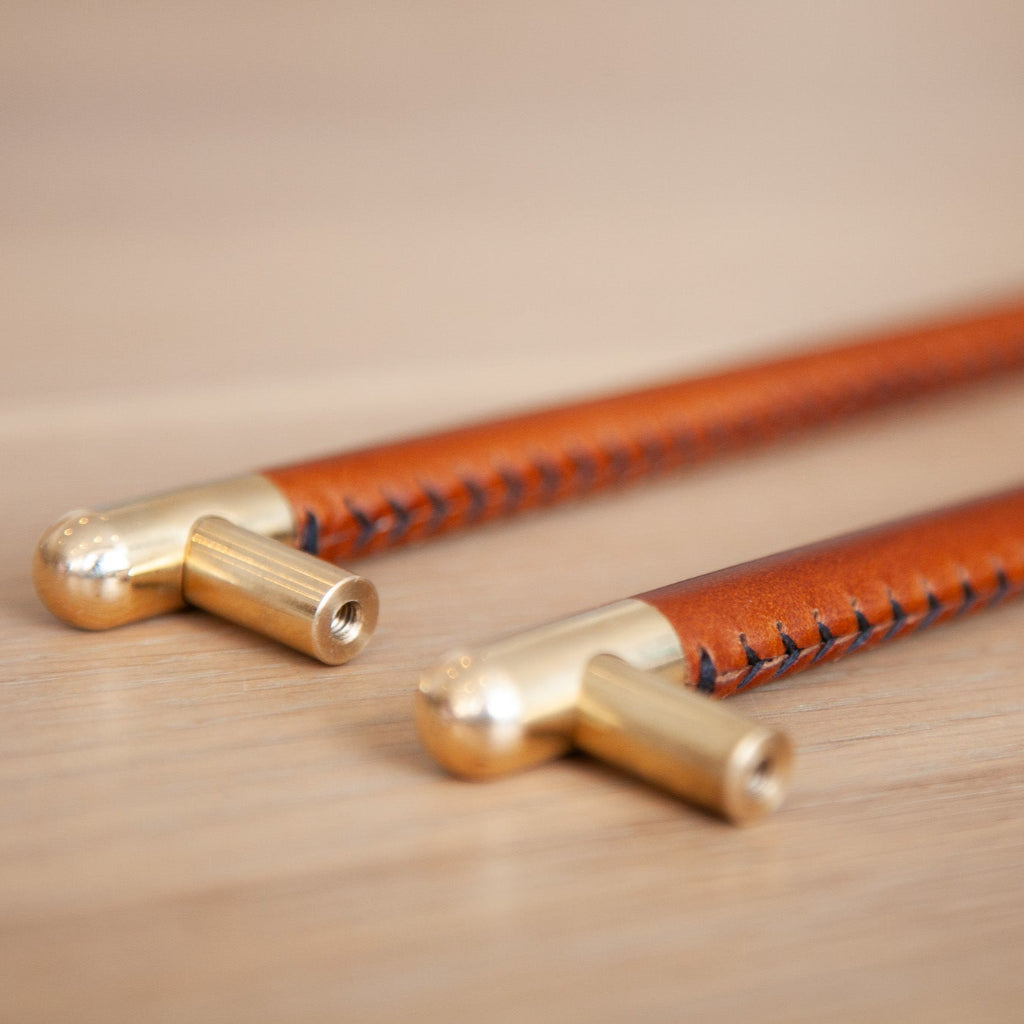 Mineral Leather Wrapped Metal Bar Pull