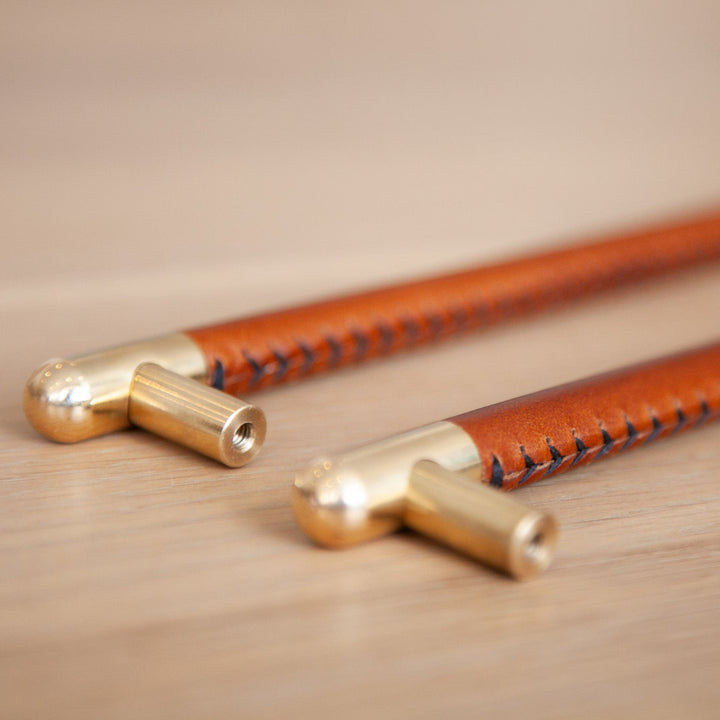 Mineral Leather Wrapped Metal Bar Pull
