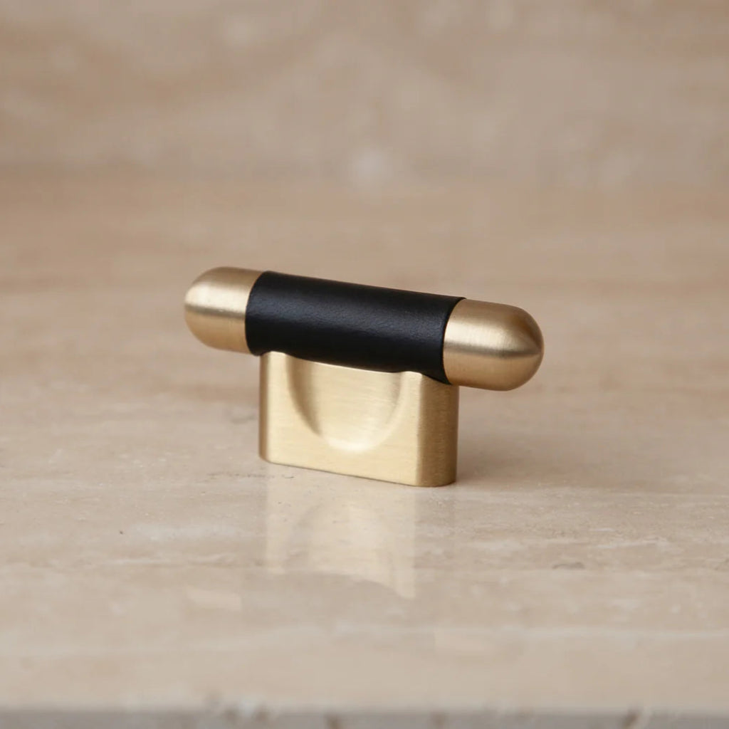 Mineral Leather Wrapped Metal Knob
